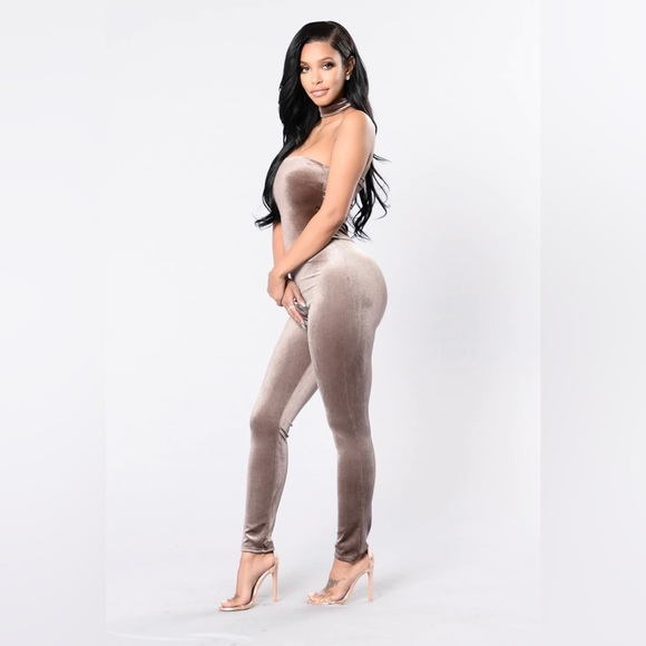 L.A. Baby Jumpsuit - Coco Suede One Piece Fashion Sleeve Less Attached Choker - Picture 2 of 11